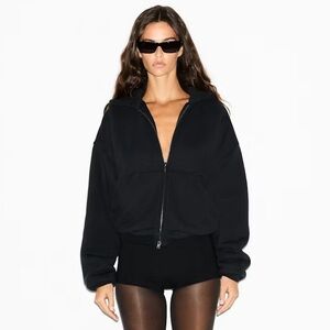 SKIMS Heavyweight Fleece Boxy Zip Up Hoodie